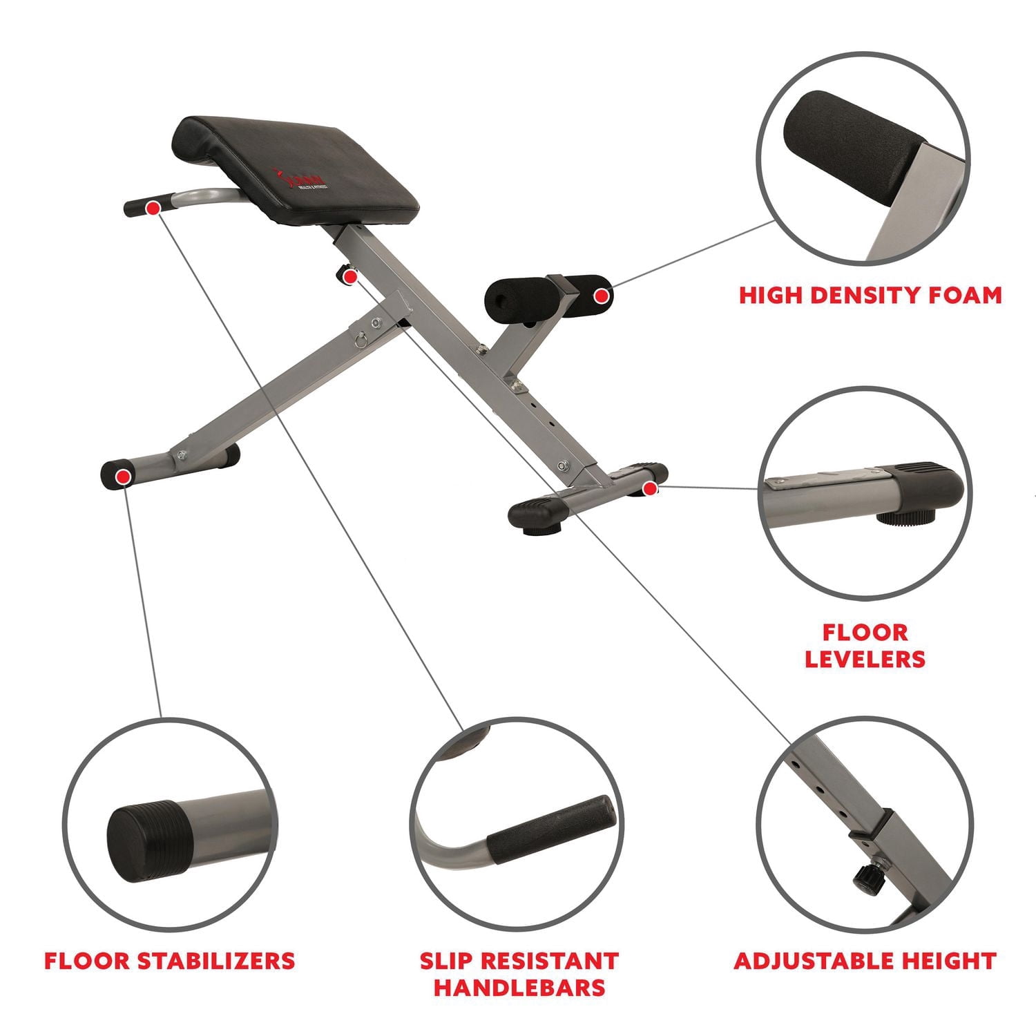 Chaise romaine de hyperextension Sunny Health & Fitness de 45 degrés