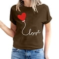 thumbnail image 2 of Meichang Hauts pour Femmes T-Shirts de la Saint-Valentin T-Shirts de Fête à Col Rond T-Shirts à Imprimé Cœur d'Amour T-Shirts à Manches Courtes Jolis Tees Blouses en Liquidation, 2 of 5
