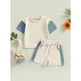 thumbnail image 2 of Fortune Infant Boys Summer Contrast Color Short Sleeve T-Shirts Elastic Waist Shorts 2Pcs Set, 2 of 6
