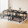 thumbnail image 1 of GloryStar Dining Table Set for 4, Kitchen Table with 2 Upholstered Benches, Wood Kitchen Dining Room Set, for Small Space, Apartment, Home, Dinner, 1 of 8