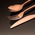 thumbnail image 4 of 30 Piece Silverware Set for 6, 30pcs Stainless Steel Flatware Set, Dinning Tableware Cutlery Set, Mirror Polished Utensils for Lunch Dinner, Include Knife Fork Spoon for Home (Rose Gold), 4 of 7