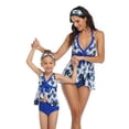 thumbnail image 2 of HAWEE Mommy and Me Halter Ruffle Swimsuit Leaf Print High Waisted Adjustable Straps Family Matching Bikini Set Size S-XL, 2 of 3
