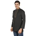 thumbnail image 2 of Chemise de Mode Indienne pour Homme, Kurta Courte Brodée en Coton (Noir, TG), 2 of 5