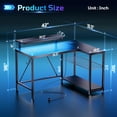 thumbnail image 2 of Bestier 42'' Small L Shaped Gaming Desk with Power Outlets Carbon Fiber Black, 2 of 9