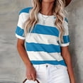thumbnail image 4 of 2025 Été Nouveau Européen et Col Roulé T-Shirt Bordure à Rayures Imprimé Rond Simple Manches Longues T-Shirts pour Femmes Col Manches Courtes Décontracté T-Shirt à Manches Longues Femmes Ensemble T-Shirt, 4 of 6