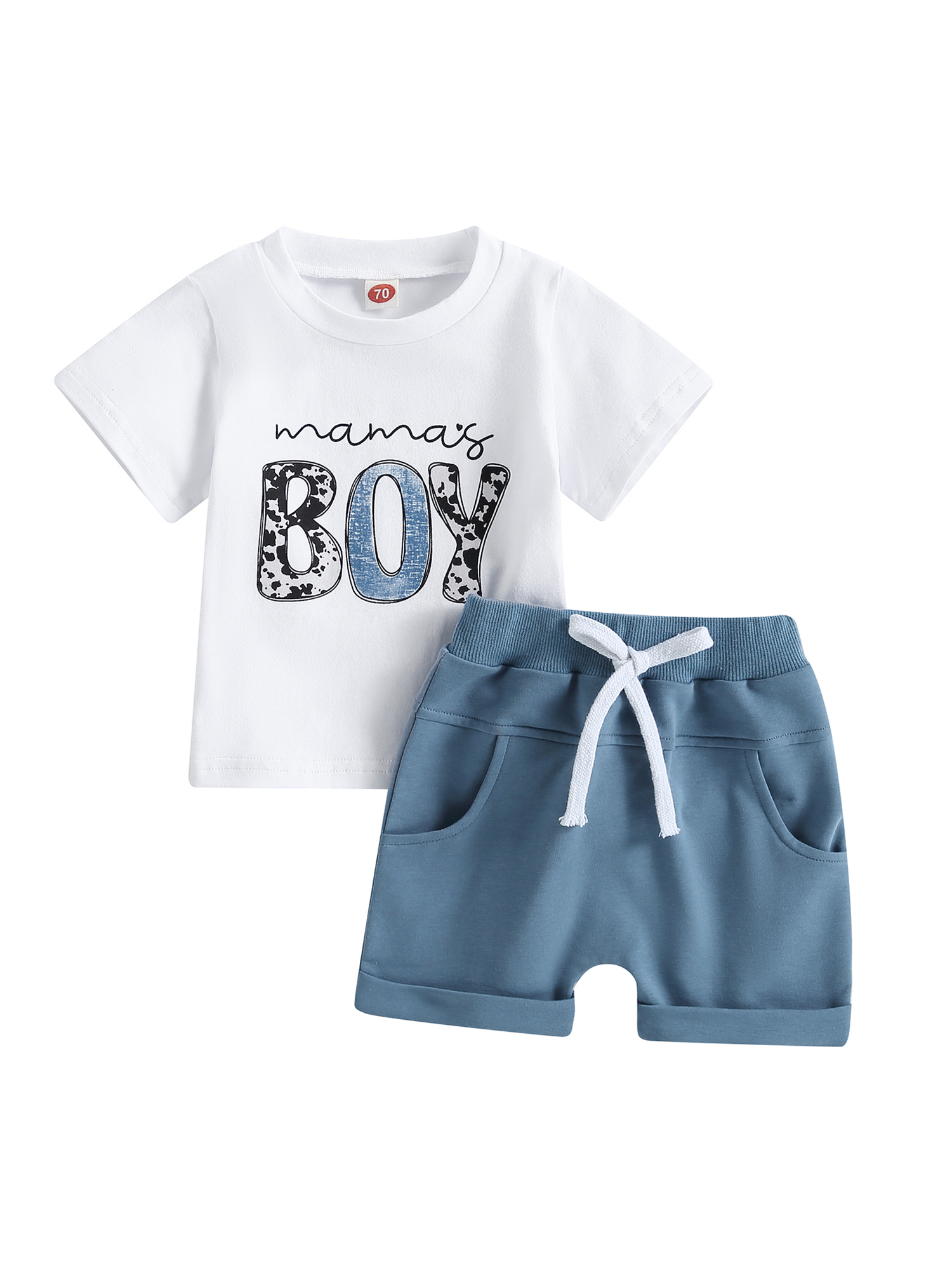 Fortune Ensemble T-Shirt à Manches Courtes Imprimé Ours pour Bébés Garçons avec Short à Cordon