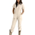 thumbnail image 1 of LSLJS Combinaison Pantalon à Revers Zippée à Taille Plissée Unie Décontractée pour Femme, 1 of 6