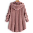 thumbnail image 4 of Womens Cardigan Plus Size Button Plush Tops Hooded Loose Cardigan Wool Coat Winter Jacket Navy Xl, 4 of 7