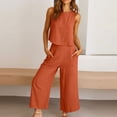 thumbnail image 3 of Birdeem Ensemble Mode Femme 2 Pcs Blouse Sans Manches Col Rond + Pantalons à Poches Amples, 3 of 8