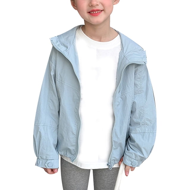 Sunnyoo Tween Girls Sun Protection Lightweight Outerwear Loose Fit Zipper Jacket, Sizes 2-16