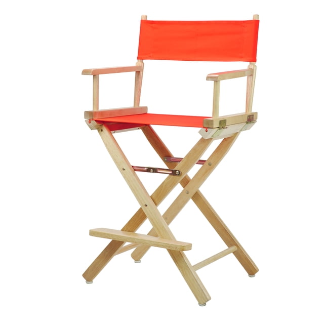 Casual Home 24" Director's Chair Natural Frame with Orange Canvas, Counter Height
