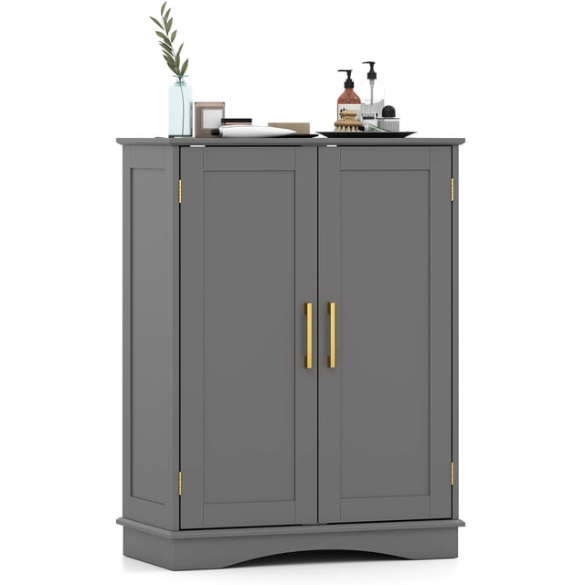 Costway Armoire de Rangement au Sol Organisateur de Rangement Moderne avec Tablettes Ajustables et 2 Portes