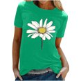thumbnail image 1 of KIHOUT Nouveau Haut de Mode d'Été pour Femmes 2025, T-Shirt à Manches Courtes à Col Rond Décontracté à Imprimé Floral Vert m, 1 of 5