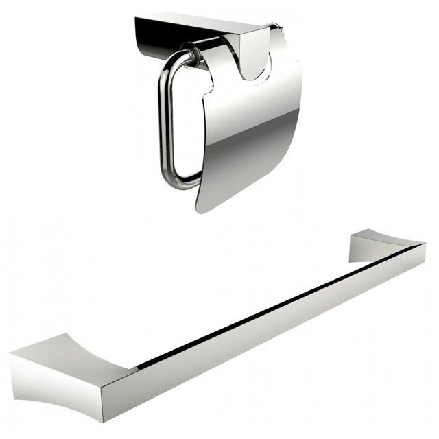 Chrome Plated Toilet Paper Holder With Single Rod Towel Rack Accessory Set AI-13339