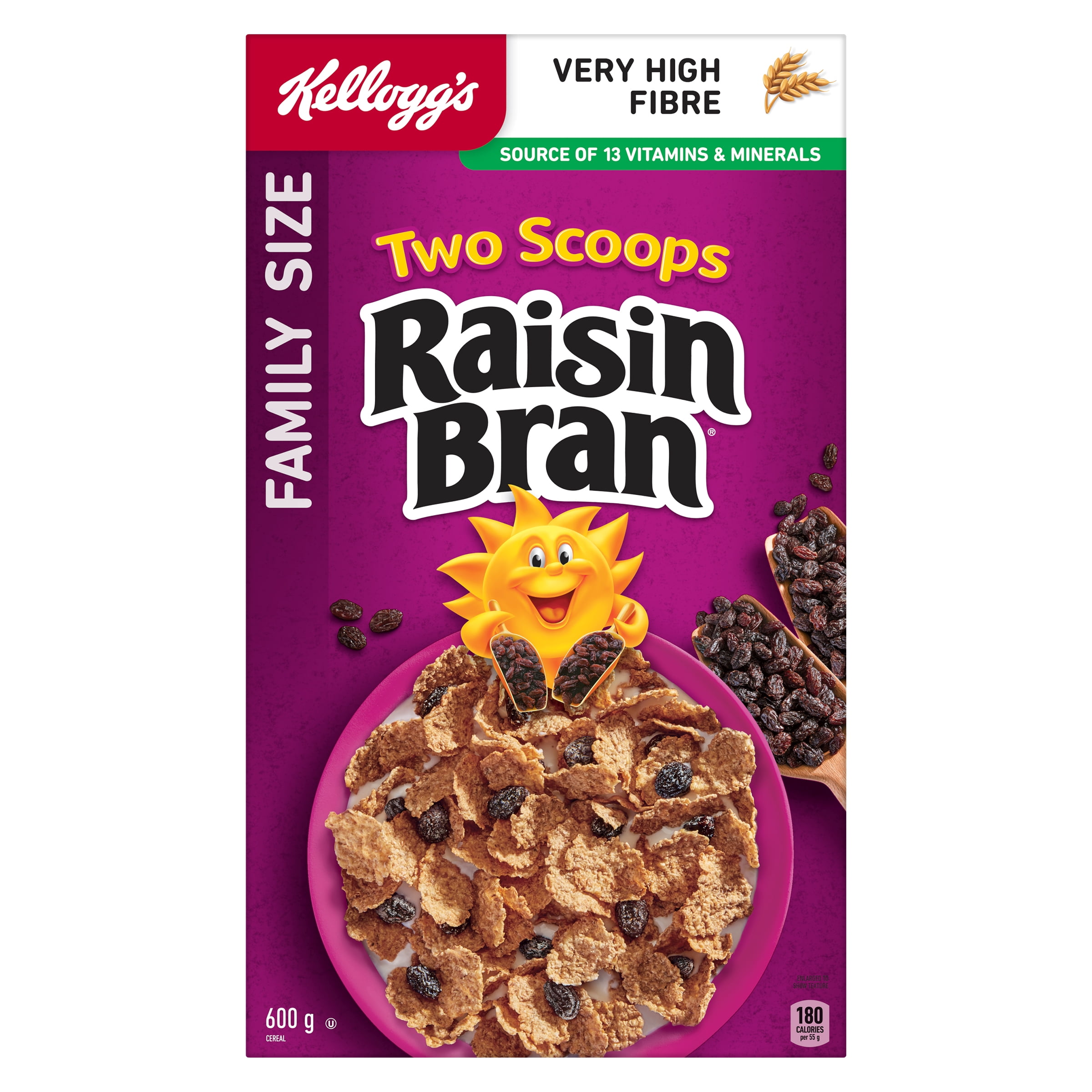 Kellogg's* Two Scoops* Raisin Bran Cereal Family Size, 600g