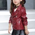 thumbnail image 3 of Childrens Jacket Girl Boy Motorcycle Jacket Kid Outwear Solid Color Zipper Coat, 3 of 9
