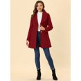 thumbnail image 3 of INSPIRE CHIC Manteau Trench Long pour Femme, Mignon, Col Rabattu, Boutonnage Simple, Ceinturé, Rouge Foncé, TP, 3 of 6