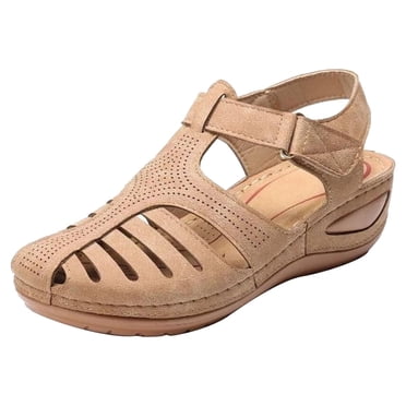 Soft Artificial Leather Closed Toe Vintage Anti-Slip Sandals for Women High-quality