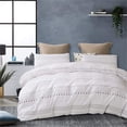 thumbnail image 1 of 3 Pcs Queen Boho Duvet Cover, Grey Geometric Pattern Printed on White Soft Mircofiber Bohemian Comforter Cover Bedding Set, 1 of 7