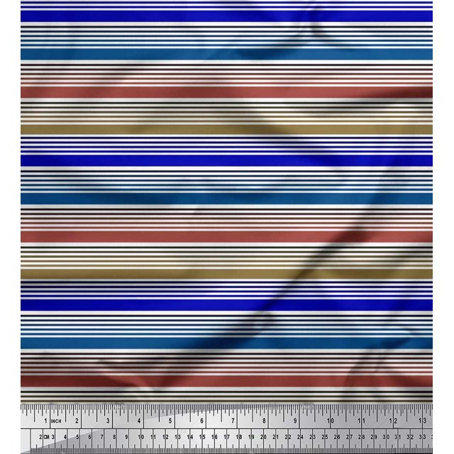 Soimoi Velvet Fabric Horizontal Stripe Print Fabric by The Yard 58 Inch Wide