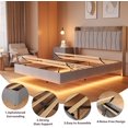 thumbnail image 4 of Bingirl King-Size Floating Bed Frame with LED Lights, Charging Station, Upholstered Platform Bed, Storage Headboard, Wood Slats Support (No Box Spring Needed), Easy Assembly - Grey, 4 of 8