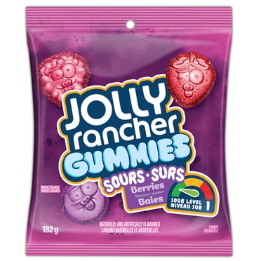 JOLLY RANCHER GUMMIES Sours Berries Flavours,Strawberry, Raspberry & Grape, 182g