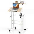 thumbnail image 1 of Giantex Mobile Standing Desk, Height Adjustable Sit to Stand Desk, Portable Laptop Desk, 2-Tier Computer Workstation for Home Office, Natural, 1 of 9