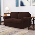 thumbnail image 2 of Check spandex jacquard slipcover, cover for 2-seater sofa (medium, chocolate), 2 of 6