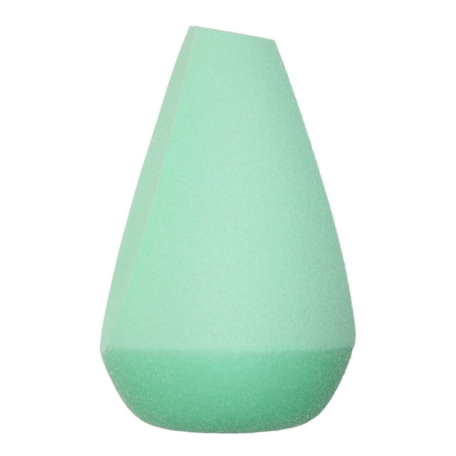 e.l.f. Cosmetics Angled Silicone Face Sponge in mint green with a 3-sided angled design and non-absorbent silicone bottom, ideal for blending liquid and cream makeup products as a versatile complexion blender.