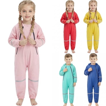 EYWGYA Kids Waterproof Rain Suits Hooded Reflective Coverall One Piece for Toddler Boys Girls 1-8 Years