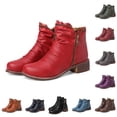 thumbnail image 4 of Zipper Chelsea Ankle Boots for Women Vintage Slouchy Leather Low Heels Short Booties Winter Fall Work Shoes, 4 of 5