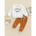 thumbnail image 2 of Faithtur Toddler Boy 2Pcs Fall Outfits, Long Sleeve Letter Print Pullover Tops + Pants Set, 2 of 9