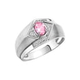 thumbnail image 3 of RYLOS Mens Rings Sterling Silver Ring 6X4MM Oval Shape Gemstone & Diamond Ring Pink Ice October Birthstone Rings For Man Silver Rings, Size 12, 3 of 7
