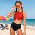 thumbnail image 2 of Gubotare Teen Tankini Swimsuits Bathing Suits for Girls Two Piece Swimsuit Beach Ruffle Halter Neck Girls Swimsuits Size 9-10 (Watermelon Red,9-10 Years), 2 of 9
