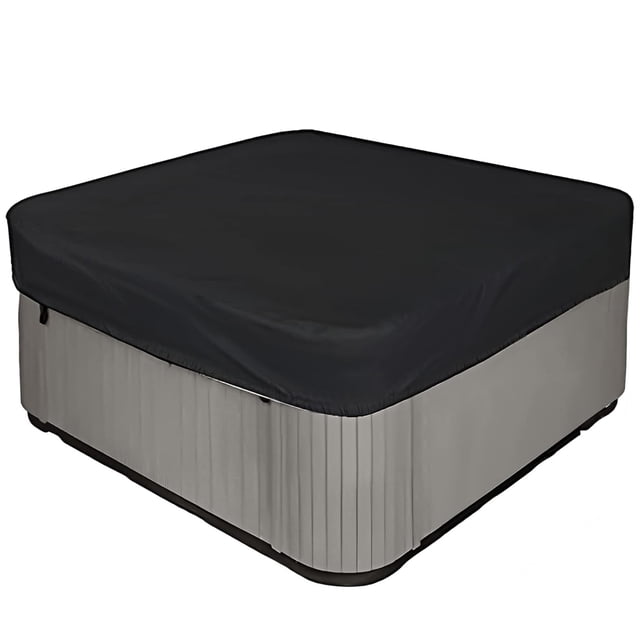 Housse Carrée pour SPA, Toile Oxford Imperméable Robuste SPA Cover en Noir, Conçue pour l'Épreuve de la Poussière et la Résistance aux UV. Fabriquée en Matériau Oxford 420D durable, Offre une protection Complète contre la Poussière, les Feuilles, la Pluie et la Neige. Comprend une Corde Ajustable au Bas pour un Ajustement Sécurisé et une Compatibilité avec Diverses Tailles de SPA, Y Compris 85x85x12 Pouces, 90x90x12 Pouces, 96x96x12 Pouces et 85x85x35 Pouces. Idéale pour les Accessoires de SPA