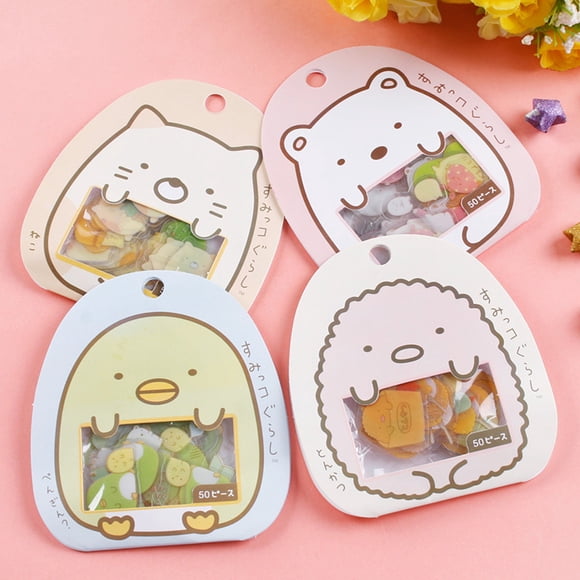 Jinsinto 4pack 50pcs/DIY Cute Kawaii PVC Stickers Cat Bear Sticker for Diary