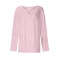 thumbnail image 4 of Timegard Hauts à Oeillets pour Femmes Col en V Échancré Blouse à Boutons Chic Décontractée Manches Longues Hauts Amples Automne, 4 of 4