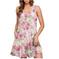 thumbnail image 5 of Ovzne Robes d'Été pour Femmes 2025 Robe de Plage Robe Décontractée pour Femmes Grande Taille Sans Manches à Col Rond Courte Robe à Fleurs Robe pour Femmes Liquidation, 5 of 5