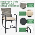 thumbnail image 3 of Patiojoy 3-Piece Patio Rattan Furniture Set Outdoor Bistro Set Cushioned Chairs & Table Set Gray, 3 of 5