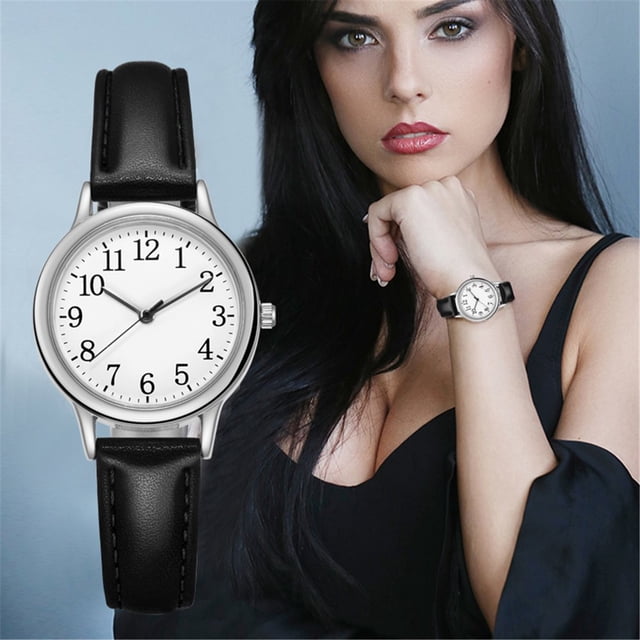 Sleek Minimalist With Strap Dial Women‘s Quartz Leather Watch Gift Watch