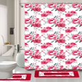 thumbnail image 2 of 15-Piece Bathroom Set  2-Rugs/Mats Non Slip  1 Fabric Shower Curtain  With 12-Fabric Covered Rings  Different Styles and Colors For Home Bath Dcor Peony Purple, 2 of 6