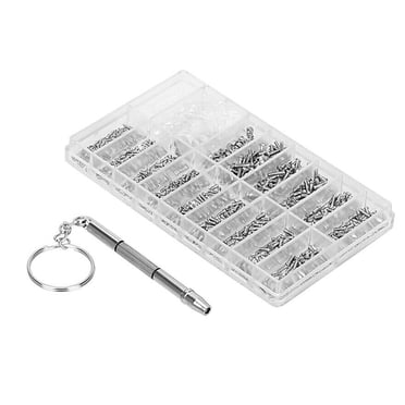 Yeacher Eyeglasses Repairing Kit Set Assorted Storage Box Design 1000PCS Screws and Pads with Micro Screwdriver for Watch Clock Spectacle Eyewear Repairing Portable