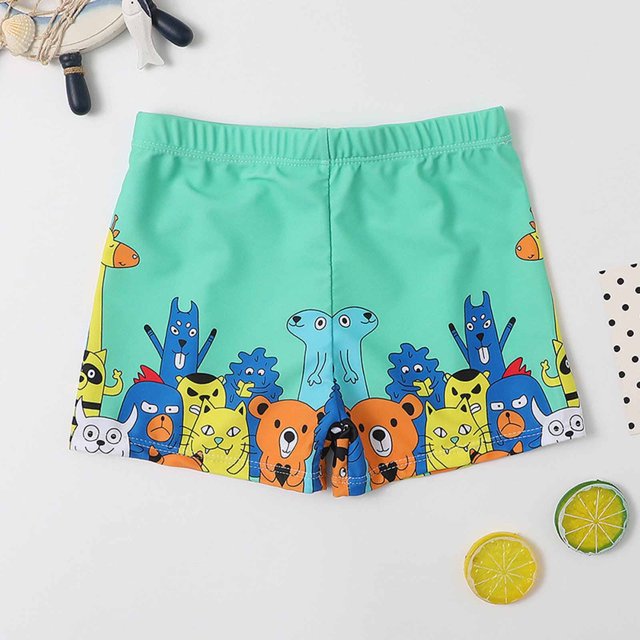 LSLJS Boys Swimwear Children's Swimsuit Print Bathing Shorts Flat Angle Swim Trunks With Pants Rope, Boys Swim Trunks