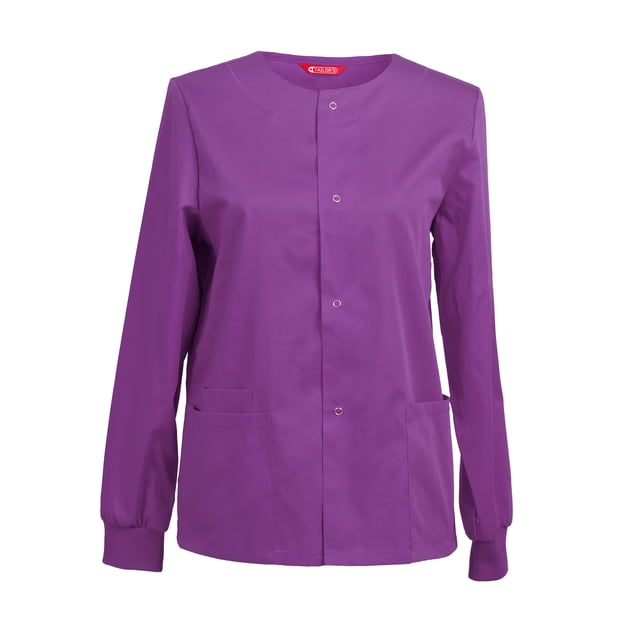 Womens Scrub Jacket Workwear Snap Front Warm-up Scrubs Jacket