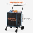 thumbnail image 3 of VEVOR Folding Shopping Cart with Removable Waterproof Liner, 330LBS Large Capacity Jumbo Grocery Cart with Dual Basket, 360° Swivel Wheels, Dense Metal Mesh Base, Heavy Duty Utility Cart for Shopping, 3 of 9