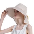 thumbnail image 1 of Women Sun Hat Wide Brim Protection Beach Hat How Irregular Wear Ponytail Summer Hats, 1 of 4