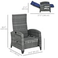 thumbnail image 3 of Outsunny Fauteuil Inclinable d'Extérieur avec Dossier Réglable, Coussin, Bleu, 3 of 10