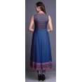 thumbnail image 4 of Bimba Robe Anarkali Bleue à Imprimé Géométrique pour Femme, Col Mandarin, Designer, Kurta Ethnique Indienne, Grande, 4 of 6