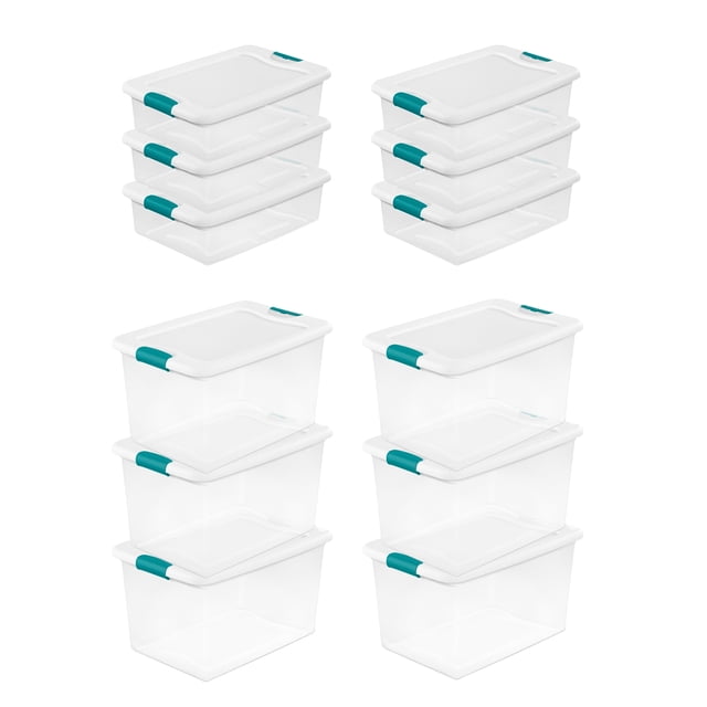 Sterilite 64 Qt Stacking Container (6 Pack) & 32 Qt Storage Boxes (6 Pack) for Home or Garage Organization