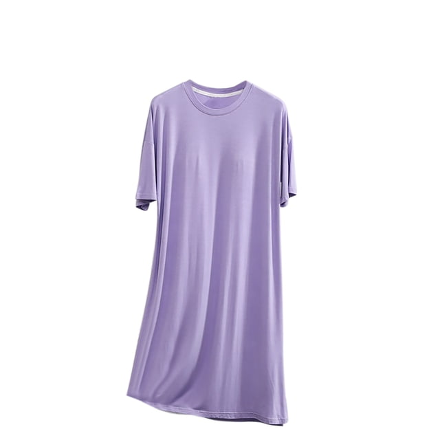 Timegard Chemises de Nuit pour Femmes à Manches Courtes, Col Ras du Cou, Robe de Nuit Décontractée avec Soutien-Gorge Intégré